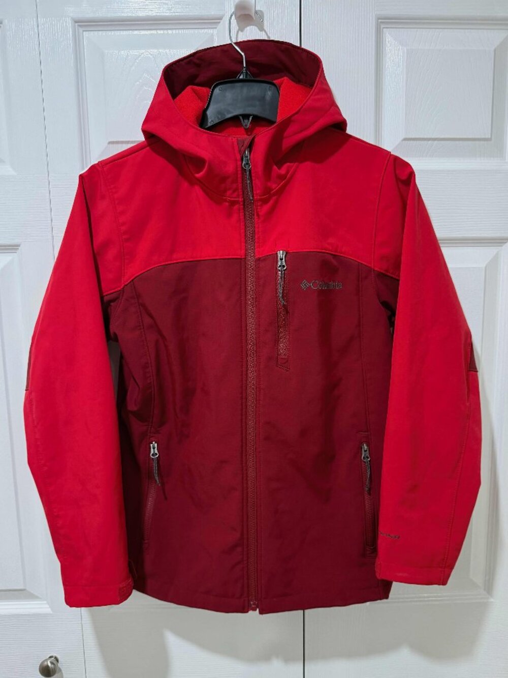 Columbia Men’s Thunder River Softshell Hooded Jacket Omni-Wind Size XS Red